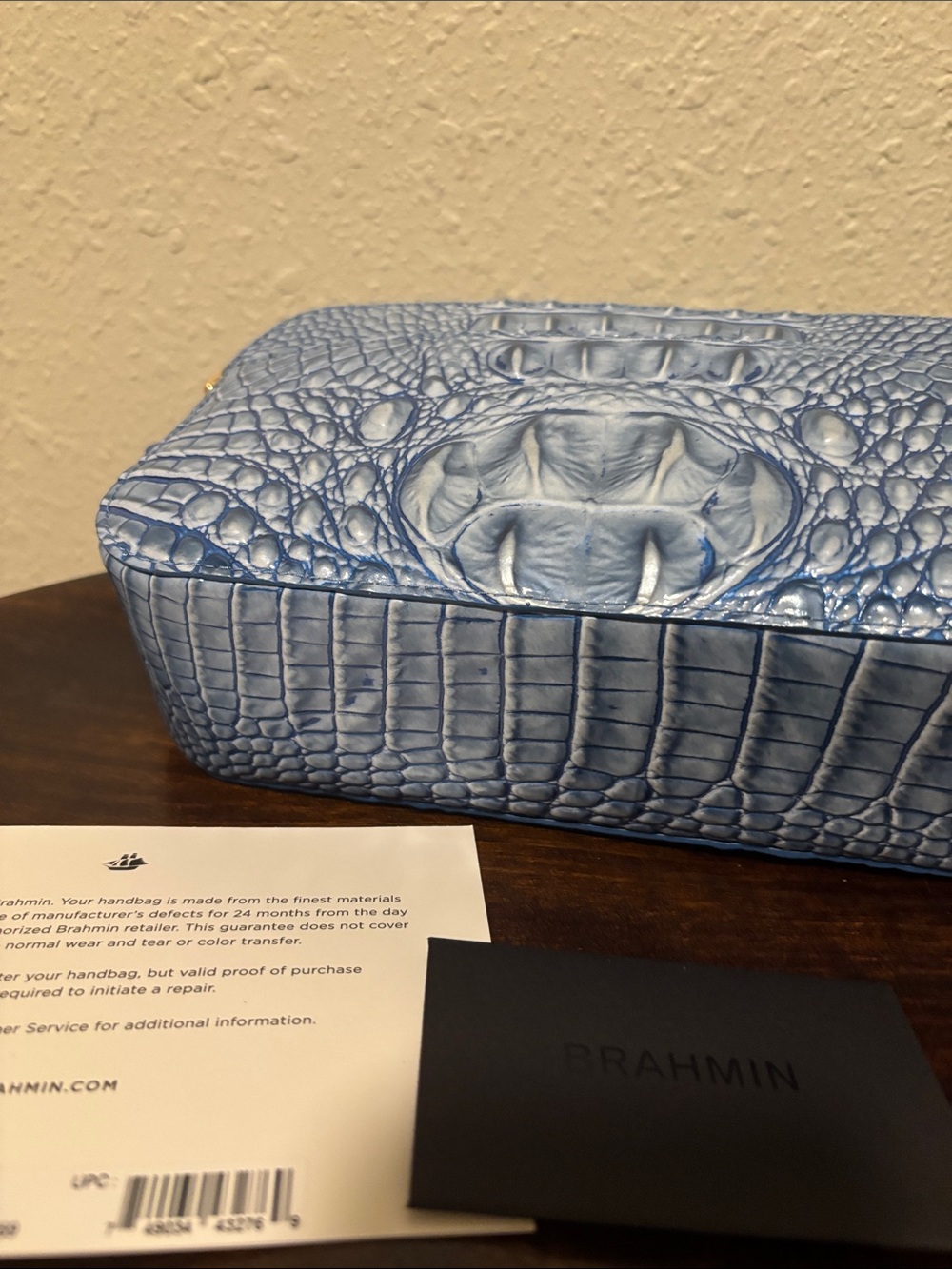 Brahmin Blue Croc-Embossed Leather Crossbody - Picture 12 of 13
